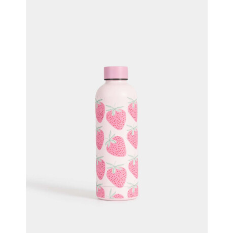Botella Metálica Estampada ''strawberry'' Rosa Claro