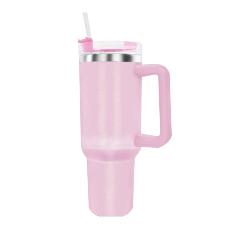 Vaso térmico de acero con asa Rosado Unica