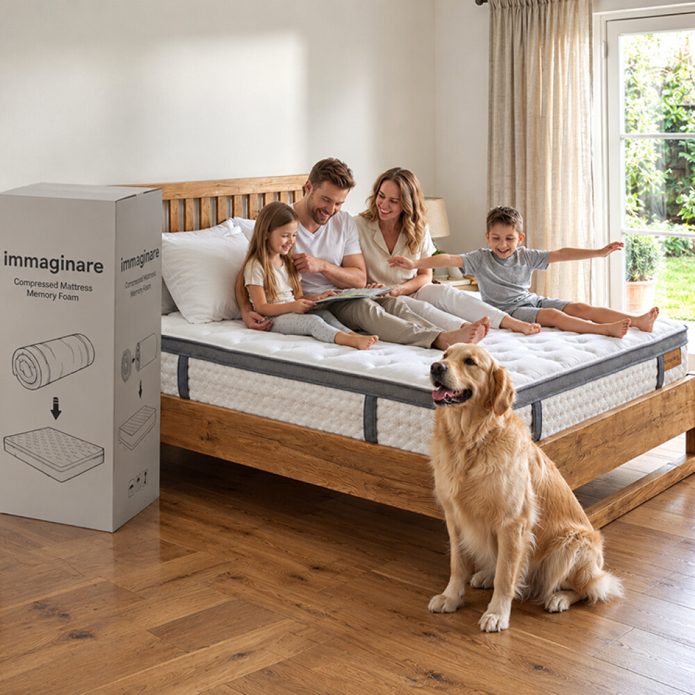 COLCHON EN CAJA DUBAI DORMITORIO HÍBRIDO RESORTES QUEEN SIZE