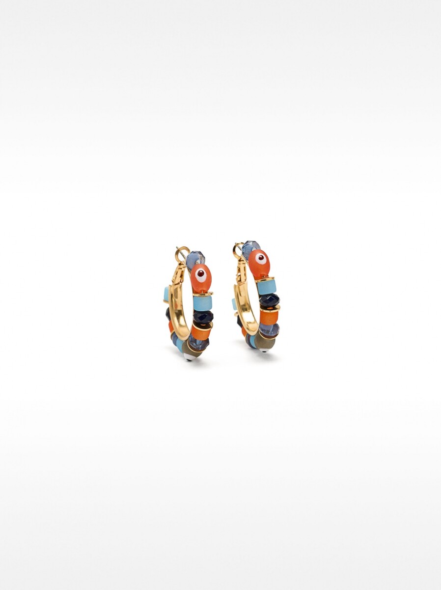 Aros Con Cuentas Multicolores - multicolor 