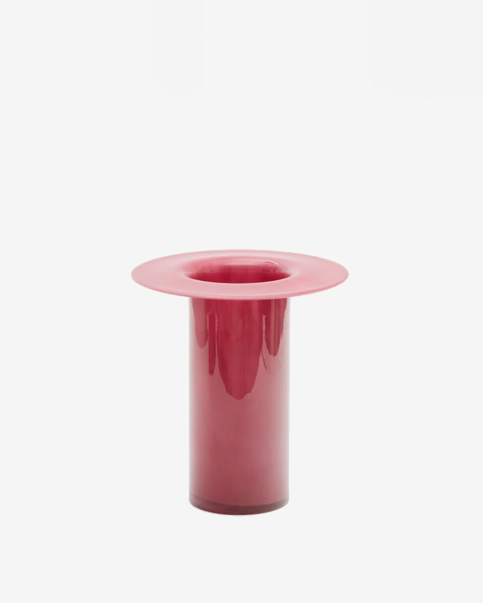Jarrón Kelse de vidrio rosa 28 cm 
