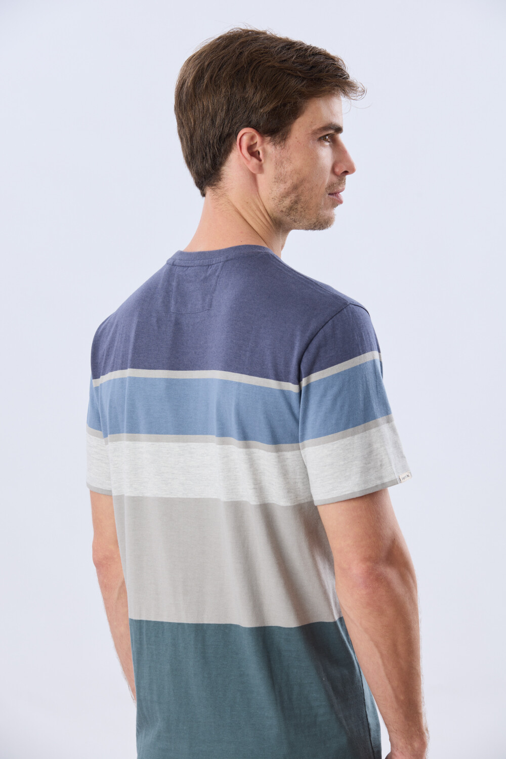 REMERA RAYADA DE ALGODÓN Azul