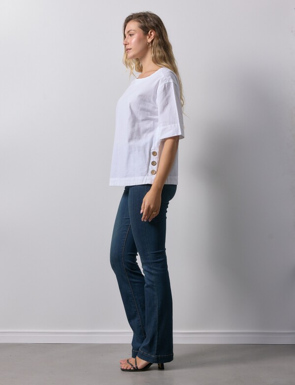 Blusa Algodon Botones BLANCO