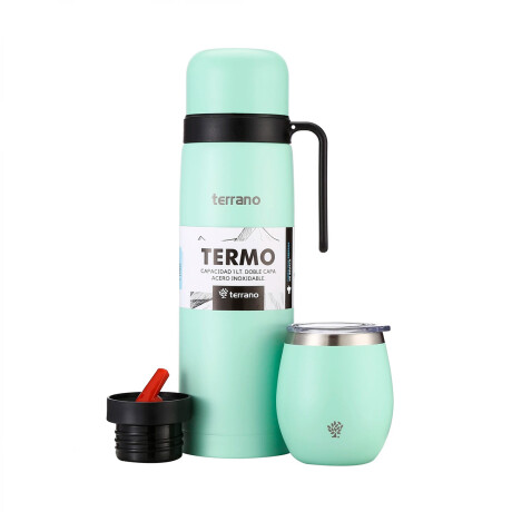 Kit Terrano Termo + Mate con Tapa VERDE-AGUA