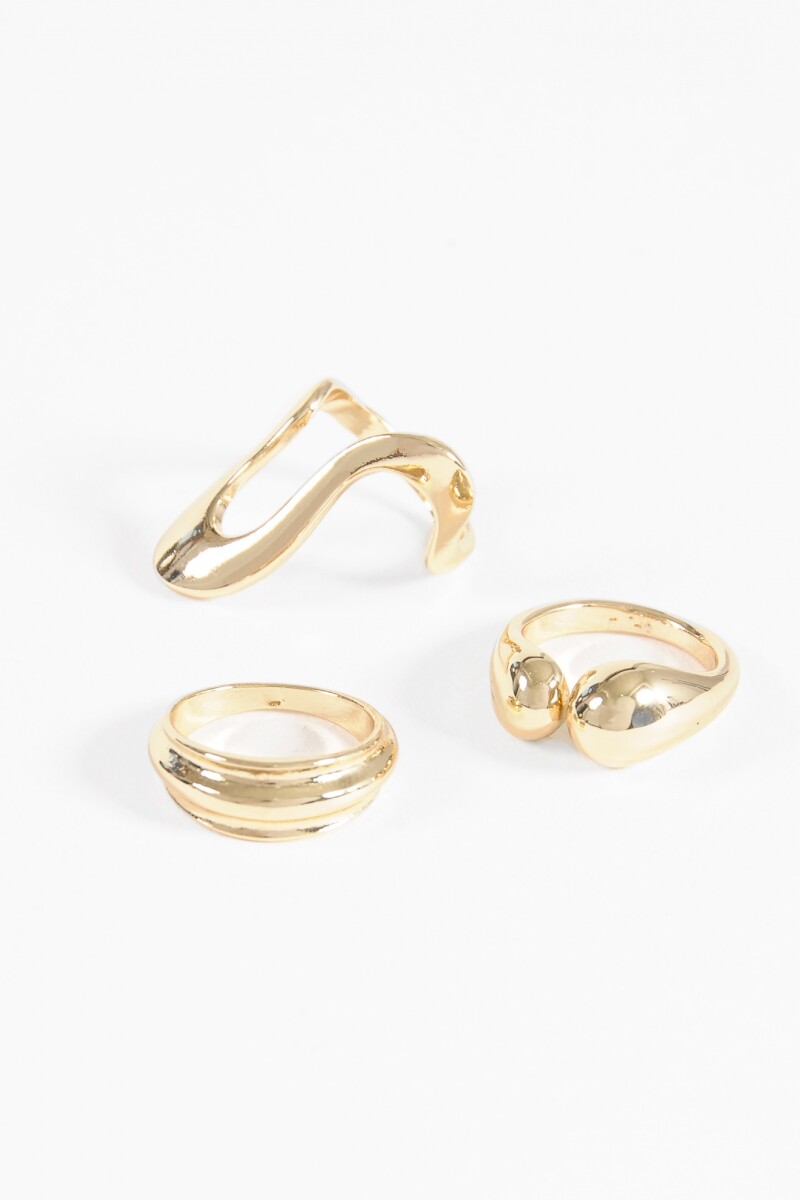 Set 3 anillos irregulares dorado
