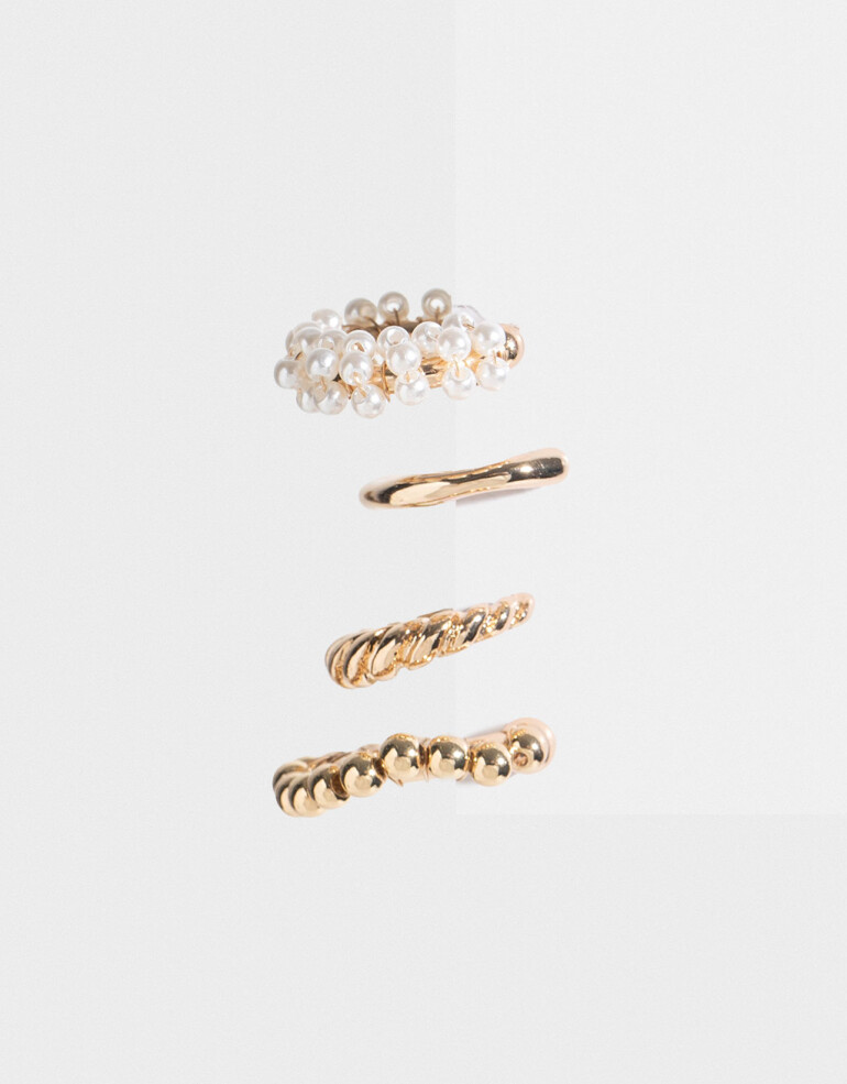 Bijou Cuff Perla Set De Earcuff - Dorado