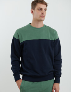 470916 SWEATER HARRY Azul Oscuro/verde Claro Melange