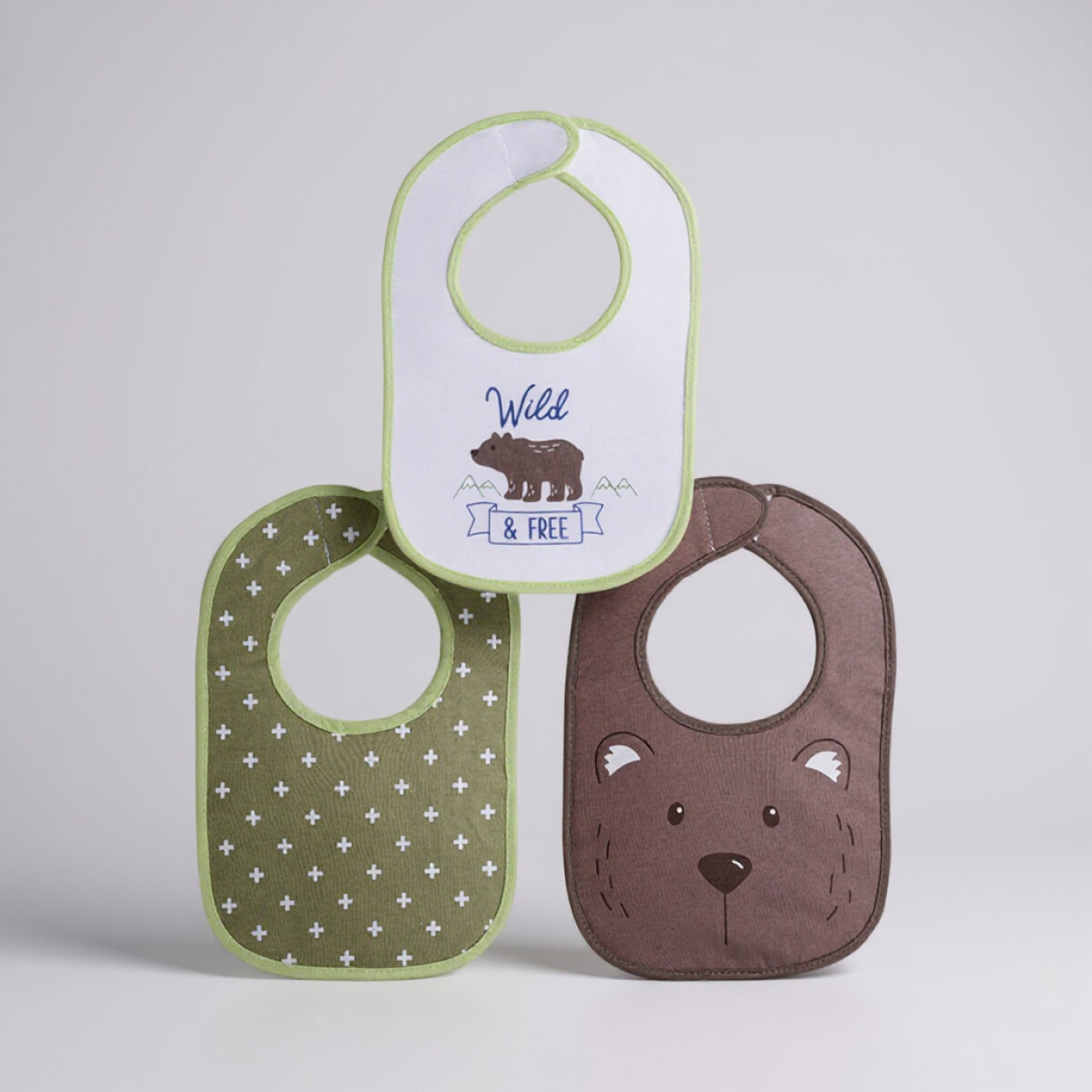 Set x3 baberos c velcro LORELLI - oso marron 