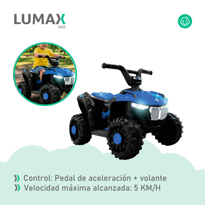 Cuatriciclo a Batería Lumax con Música y luces Azul