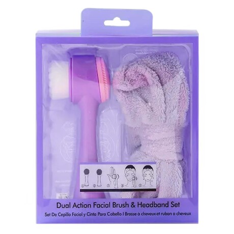 Kit limpieza facial 2pzs Vincha para Pelo y Cepillo Facial Violeta