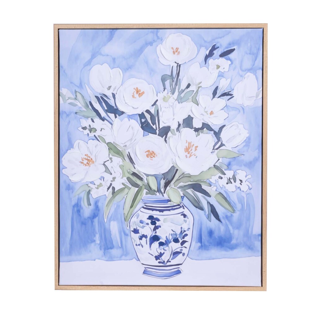 CUADRO 40X50CM PAPEL AZUL FLOWERS I