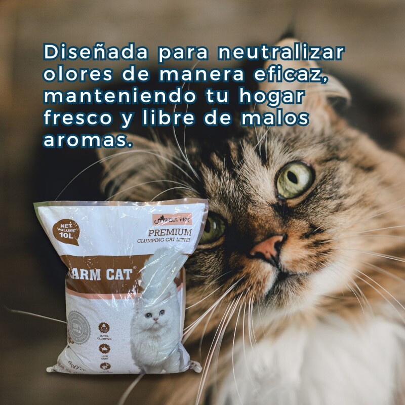 ARENA SANITARIA AGLOMERANTE CHARM CAT PREMIUM BAJO POLVO SIN OLORES 8 KG CAFE