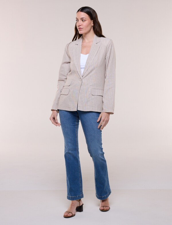 Blazer Sastrero De Lino BEIGE/MULTI