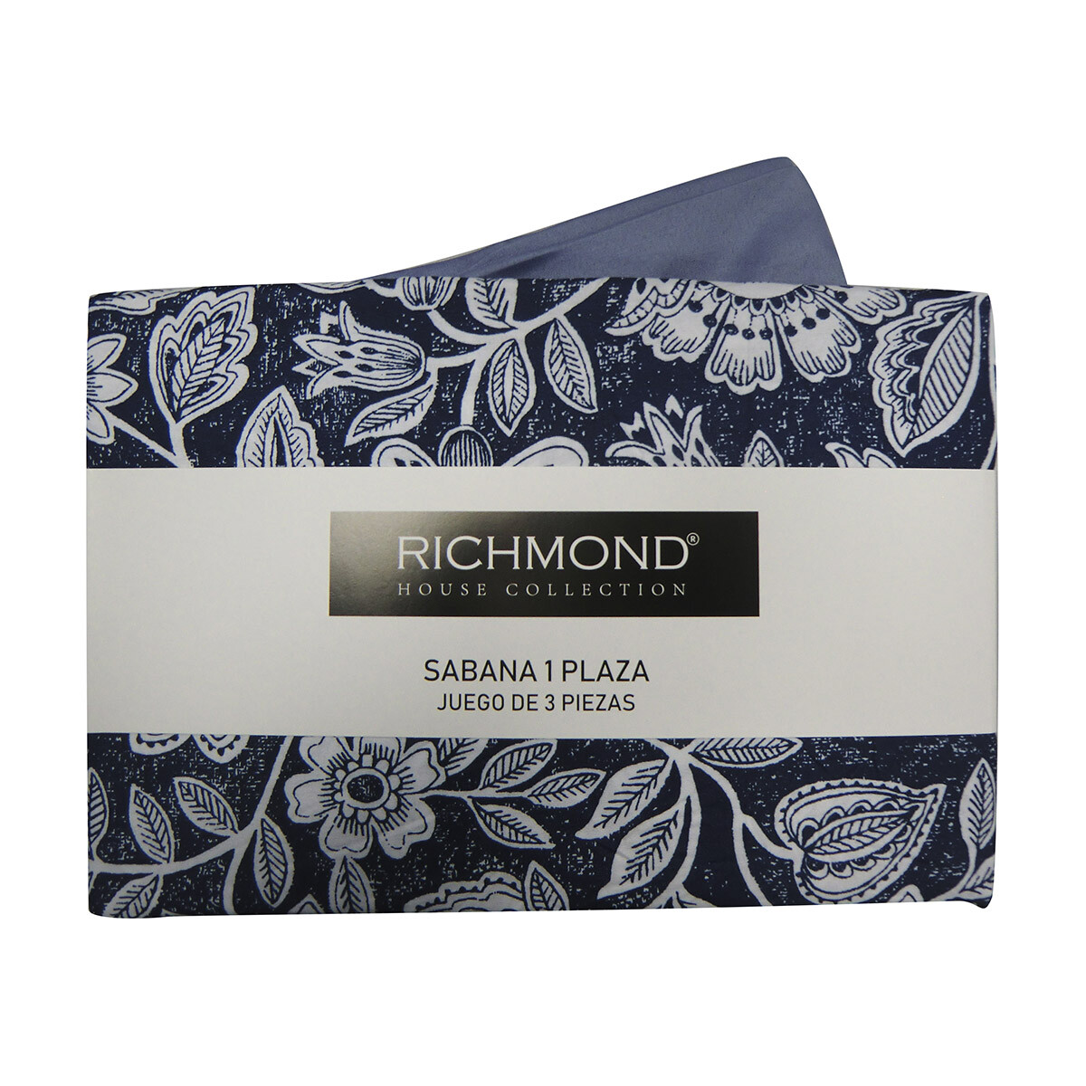 Juego Sábanas 1 Plaza Richmond House Estampadas 100% Microfibra - 307 FLOR AZUL 