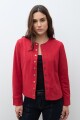 Chaqueta simil gamuza con botones metálicos rojo