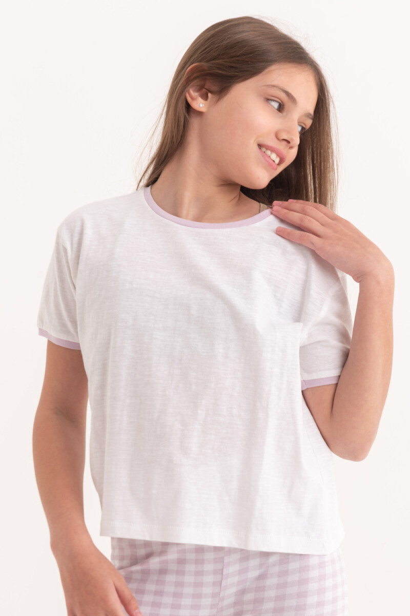 Camiseta manga corta contraste Lila