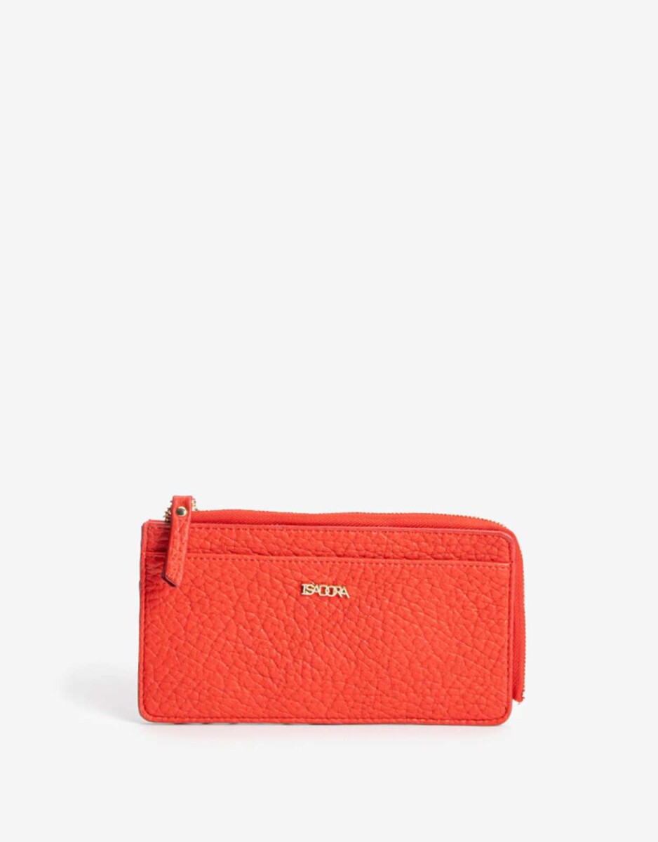 Billetera Fichero Rectangular Con Cierre - Rojo labial 