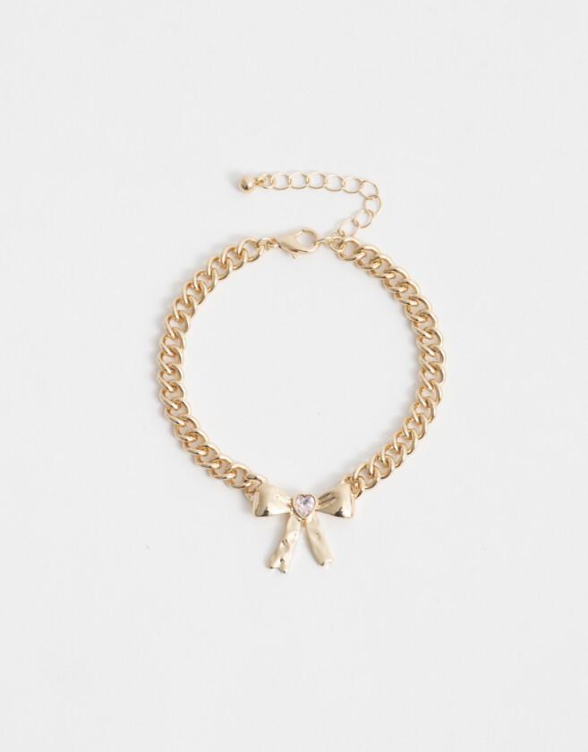 Pulseras Flexibles Moño Pulsera Con Dije Moño - Dorado