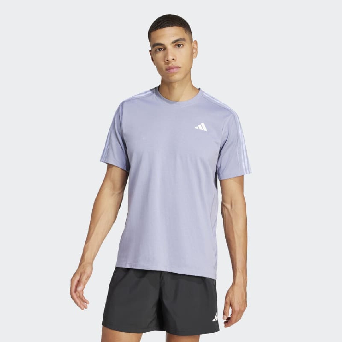 Remera Adidas Own the Run 3 Rayas - Violeta 