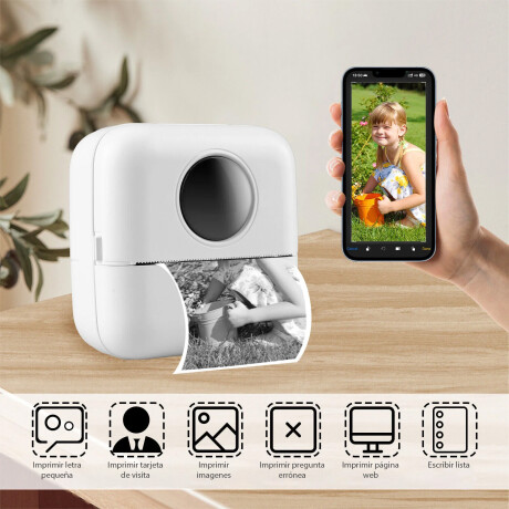 Mini Impresora Térmica Portátil BT Para Android o iOS Blanco