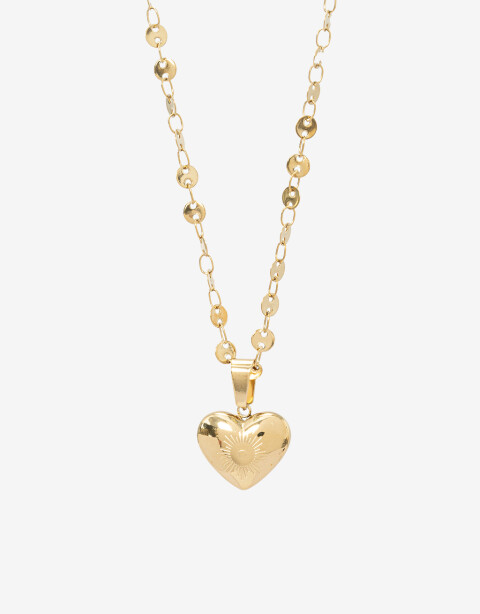 Cadena Corta con Dije Metal Cadena De Acero Dije Corazón - Dorado