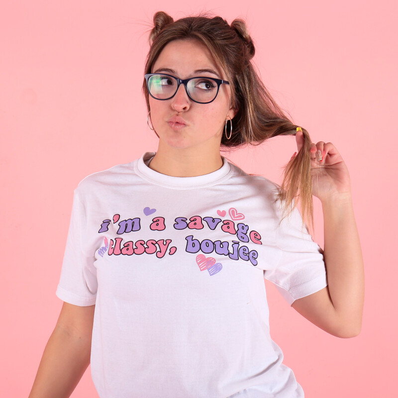 Remera de Mujer You are the tik to my tok I am a Savage Pato Caruso Blanco