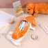 Cartuchera Escolar Peluiche Perro Infantil Con Cierre 2 en 1 Variante Color Beige