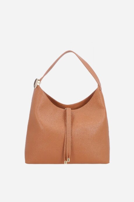 Cartera grande de cuero Lina Caramelo