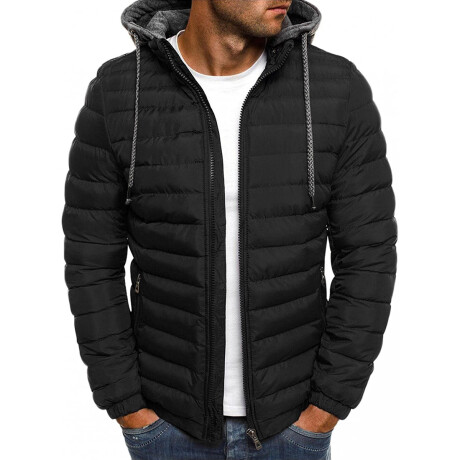 Campera Inflada Uzspace Combinada Con Capucha Hombre Negro