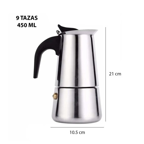 Cafetera a Presión Tipo Italiana 9 Tazas en Acero Inoxidable Plateado