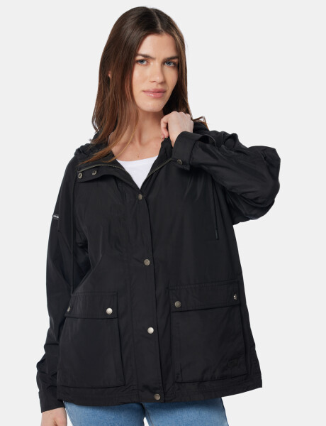 CAMPERA DE NYLON CON CAPUCHA Negro