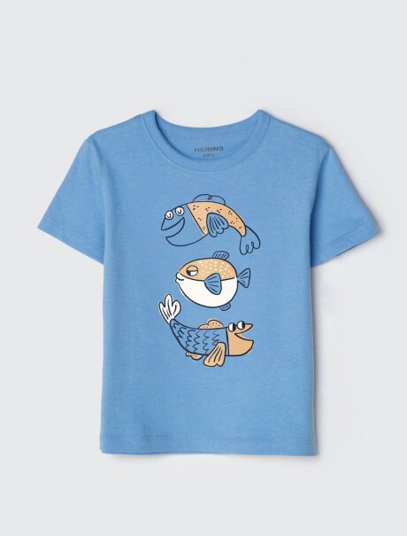 CAMISETA INFANTIL CON ESTAMPA CELESTE