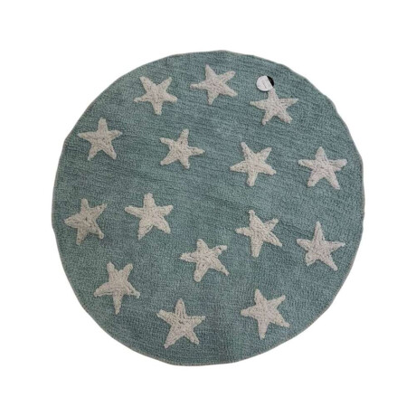 Alfombra Redonda Pop 100Cm Celeste Estrellas