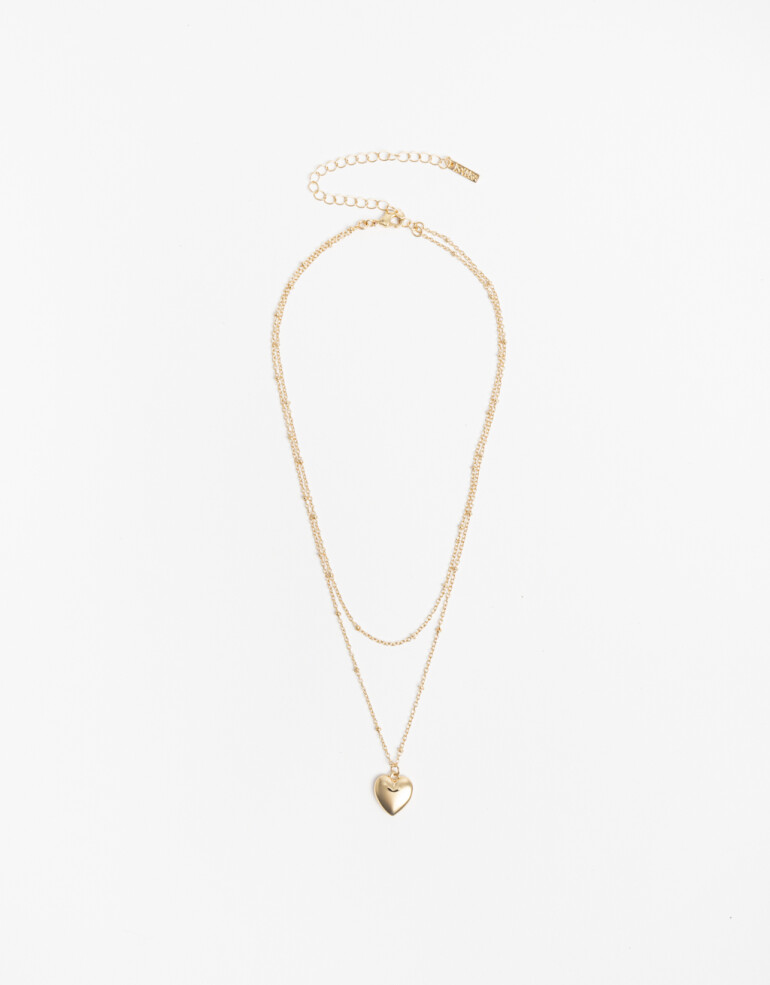 Collares Cortos Con Dijes Collar Corto Layer Corazón - Dorado