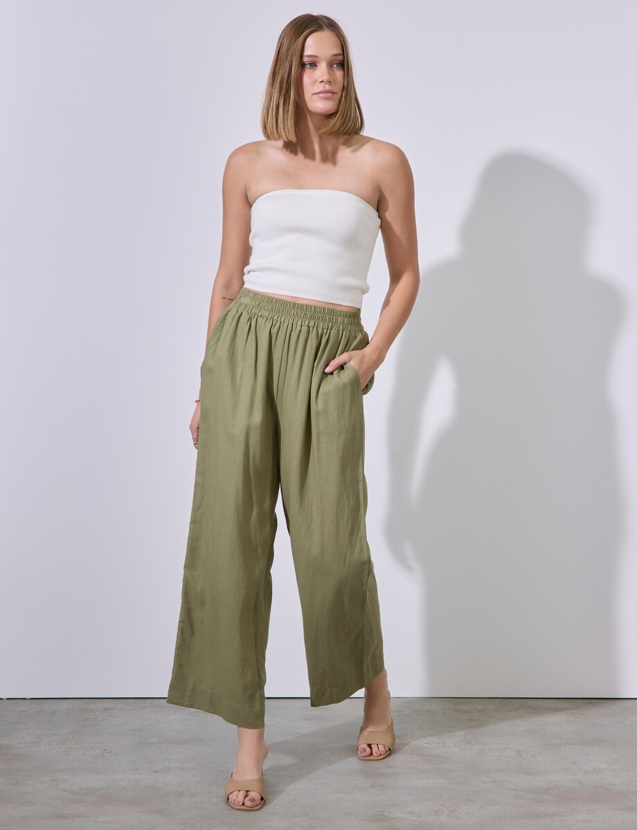 Pantalon Lino - Oliva 