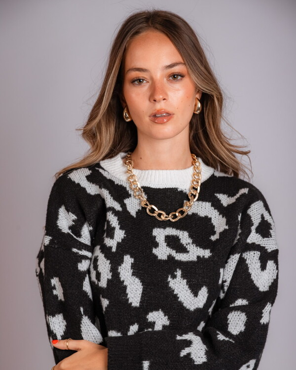 Buzo Print negro con blanco