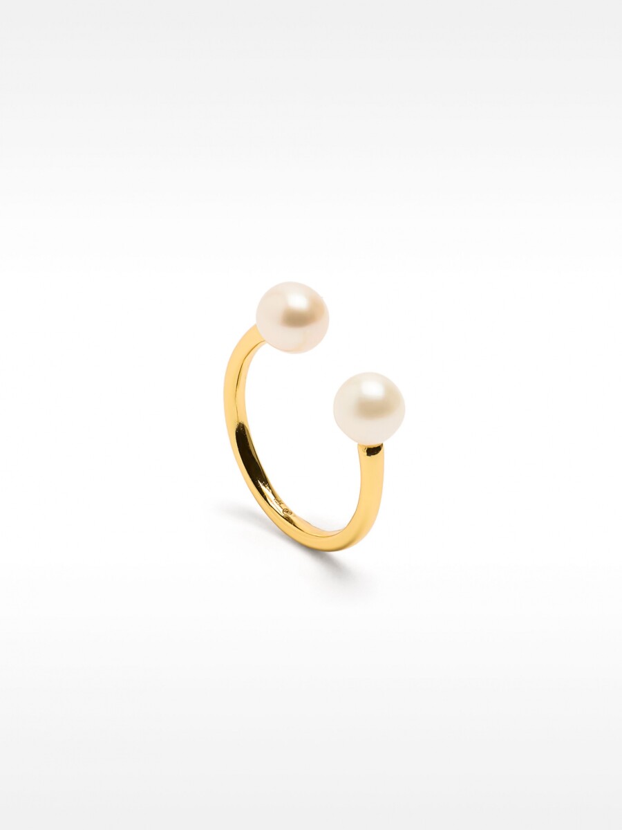 Anillo De Plata 925 Sterling Silver Pearl dorado