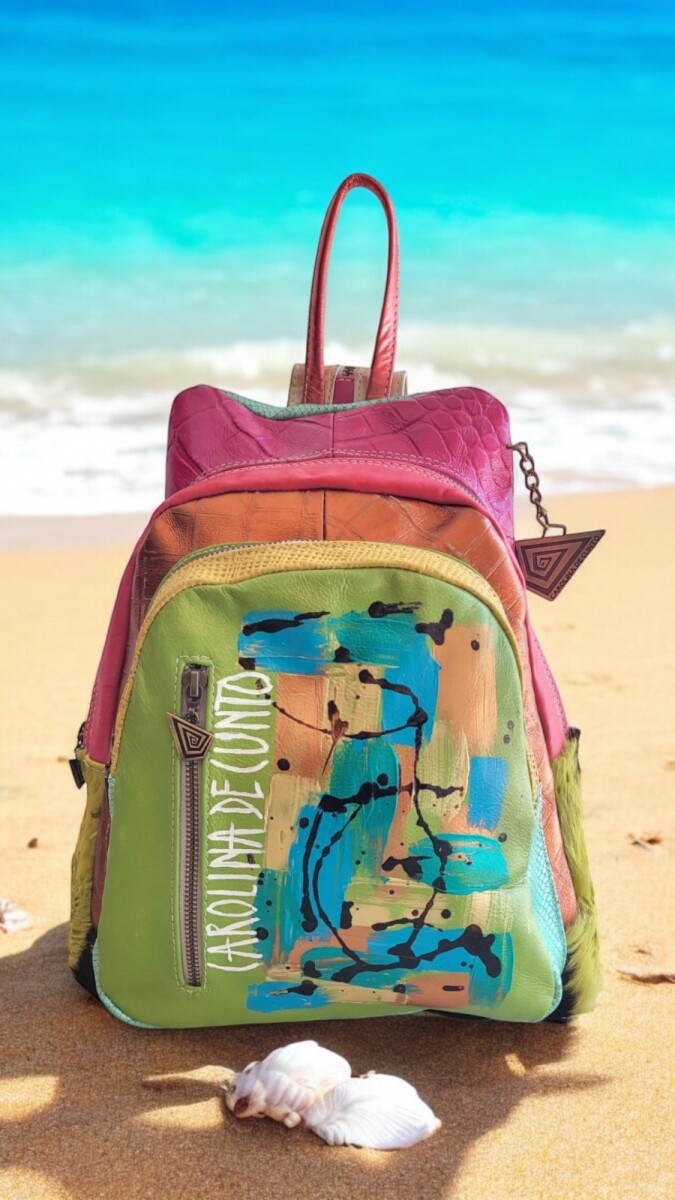 Mochila Lucy Multicolor Con Arte Pintado A Mano 