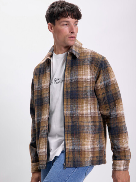 Sobrecamisa cuadros Tostado