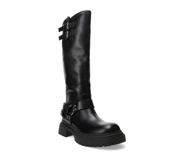 Bota HARBOR de caña alta con hebillas Black