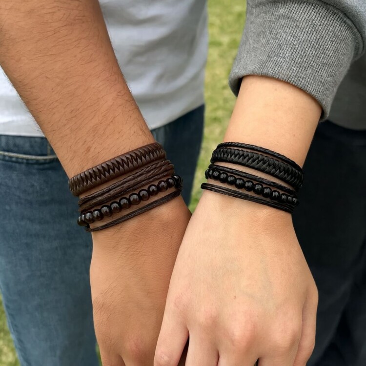 Pulsera Eco Cuero x3 Unidades 13x6.8Cm NEGRO