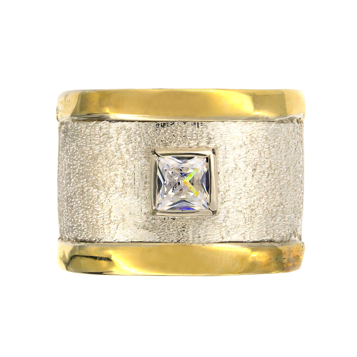Anillo de plata 925, double en oro 18 ktes y circonia. 