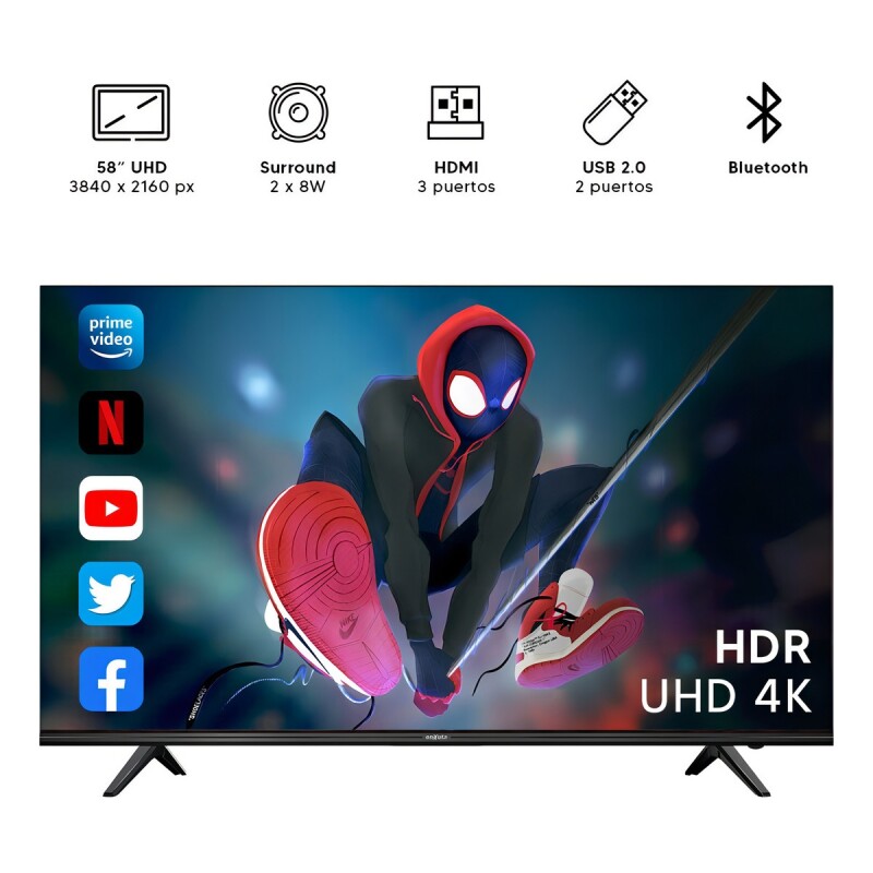 TELEVISOR ENXUTA 58" UHD 4K LTC LEDENX1258SDF4KW Televisor Enxuta 58" Uhd 4k Ltc Ledenx1258sdf4kw