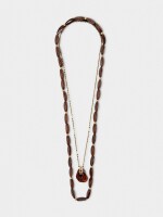 Collar Largo Doble Efecto Piedra marron
