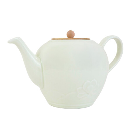 Tetera de ceramica con tapa de madera Tetera de ceramica con tapa de madera