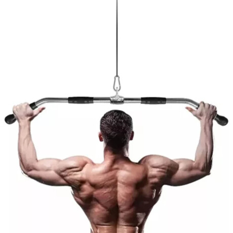 Barra Amplia Acero P/polea 90cm Musculación Fitness Negro