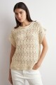 Chaleco cinta calado beige