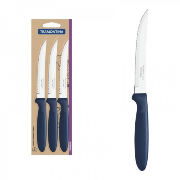 Cuchillos para asado Ipanema azul x3 | Tramontina 23360/315 Cuchillos para asado Ipanema azul x3 | Tramontina 23360/315