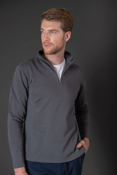 Sweater algodón medio cierre Gris
