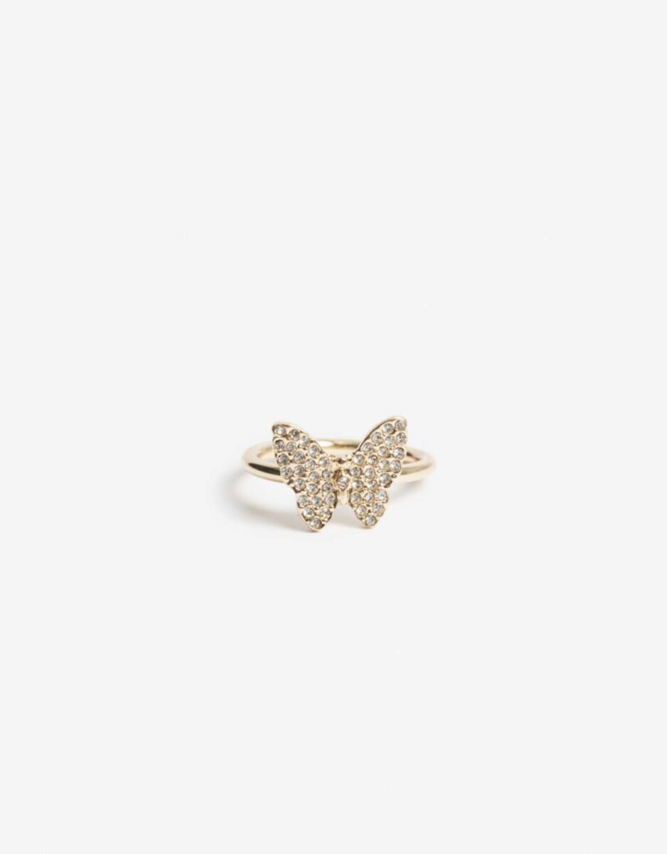 Anillo De Mariposa Strass - Dorado 